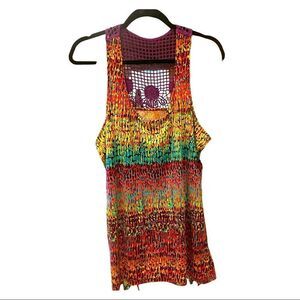 Lane Bryant tank beautiful colors net mesh back